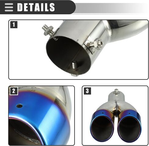 Motoforti Universal Car Straight Exhaust Tip Muffler Tailpipe, 2.5 Inch Inlet 3.14 Inch Outlet, Durable, Stainless Steel, Burnt Blue, 1 Set in Saudi Arabia