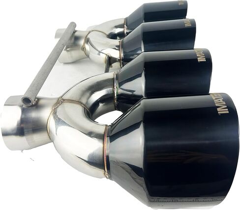 NETAMI مدخل 3.0 بوصة إلى 5.0 بوصة منافذ رباعية طرف العادم Stainess Dual Wall أطراف كروم سوداء in Kuwait