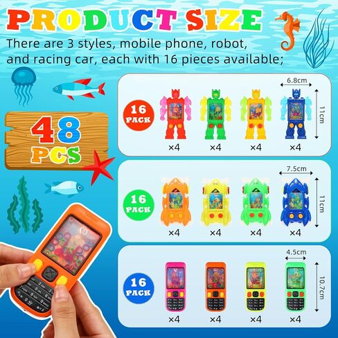 48 Pack Colorful Handheld Water Game Cellphone Water Ring Game Bulk Handheld Game Water Ring Toss for Beach Toys Party Favors Birthday Classroom Prize Box Back to School Gift in Saudi Arabia