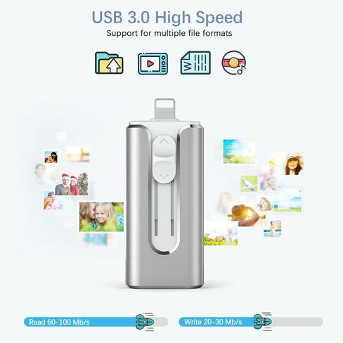 محرك أقراص فلاش Vansuny USB 3.0 بسعة 64 جيجابايت، 3 في 1 محرك فلاش USB عصا ذاكرة للصور للهاتف/الوسادة وهاتف Android/الكمبيوتر اللوحي والكمبيوتر الشخصي in Kuwait