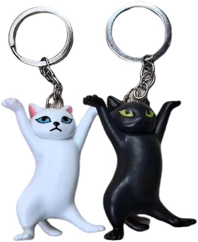 قطعتان من سلسلة المفاتيح اللطيفة للزوجين هدية لصديقتك وصديقك قطة سوداء وبيضاء، صغيرة in Kuwait