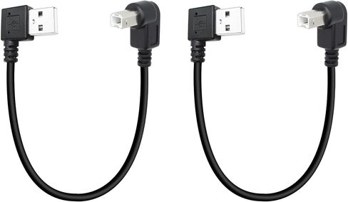 90 Degree Short USB Printer Cable 25CM Left Angle USB 2.0 Type A Male to Down Angle B Male Scanner Cable Cord(2 Pcs) in Kuwait