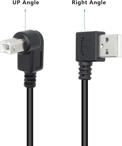 90 Degree Short USB Printer Cable 25CM Left Angle USB 2.0 Type A Male to Down Angle B Male Scanner Cable Cord(2 Pcs) in Kuwait