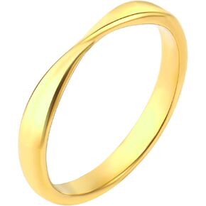 JINHUI Gold Wedding Band Rings for Women, 18K Gold Plated Twisted Thin Stacking Plain Rings for Statement Engagement Anniversary Thumb Pinky Women's Rings