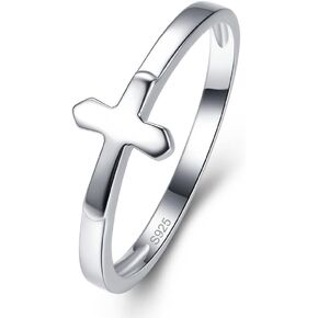 925 Sterling Silver Rings Simple Cross Rings Design High Polish Eternity Wedding Band Size 6-9