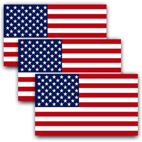 Anley 5 X 3 inch American US Flag Decal - Patriotic Stars Reflective Stripe USA Flag Car Stickers - Support US Military (3 Pack)