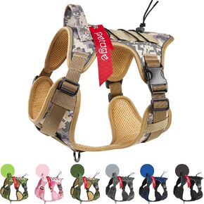PETAGE Tactical Dog Harness for Small Medium Large Dogs No Pull Adjustable Soft Padded Dog Vest Reflective No-Choke Pet Oxford Vest with Easy Control Pet Vest Military Service Dog Harnesses (Camo XL)
