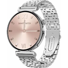 Pard 1.28 inch Luxury Couple Smart Watch, Fitness Tracker with Call, Sleep Monitor, 24/7 Heart Rate, AI Voice, GPS, Health Tools and More, Sliver