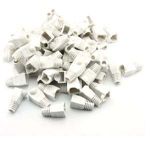 100Pcs Cat5E CAT6 RJ45 Cable Strain Relief Boots Ethernet Network Connector Plug Cover (White)