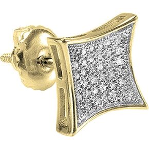 Dazzlingrock Collection 0.08 Carat (ctw) Round White Diamond Kite Shape Unisex Screw Back Stud Earring (1Pc Only) in 14K Gold