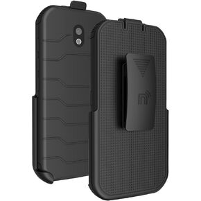 Holster for CAT S42, Nakedcellphone Black [Rotating/Ratchet] Belt Clip Holder Case [with Kickstand] for Caterpillar CAT S42 Phone (and S42 H+)