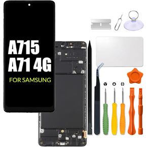 Replacement for Samsung Galaxy A71 LCD Screen with Frame INCELL for Samsung A715 A715F Touch Screen Digitizer Assembly SM-A715F/DS A715W Internal LCD Display with Repair kit（No Fingerprint Function）