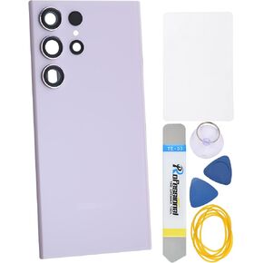 Lavender Purple Acrylic Glass Back Cover Replacement for Samsung Galaxy S23 Ultra with Rare Camera's Frame and Glass Cover Pre-Cut Adhesive and Installation Instruction Tool Kit are Include
