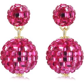 Disco Ball Earrings for Women Sparkly Mirror Ball Dangle Earrings Dance Party Country Music Concert Outfits 60s 70s Outfits Costume Accessories Halloween Jewelry Gifts