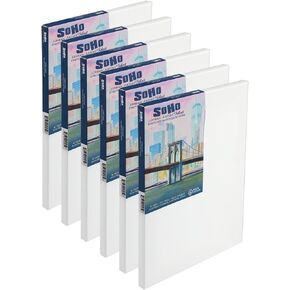 SoHo Urban Artist Select Stretched Cotton Watercolor Paper on 5/8" Frame - 8"x8" 140lb, 300gsm - 100% Acid-Free Cotton Paper for Mixed Media, Watercolor & More - Professional Artists, Students