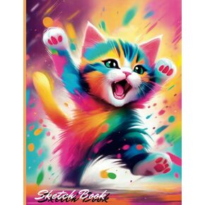 Colorful Cat Sketch Pad: Large 8.5x11 Sketchbook for Artists and Cat Lovers: Blank Paper Notebook for Drawing, Painting, Writing, and Doodling - Unlined Journal with Soft Cover