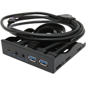 3.5 Inch Front Panel USB C Hub, 10Gbps USB3.2, with 20Pin 2 Port USB 3.0 Hub and 3.5mm Audio Interface, for Win7, 8, 10, 11