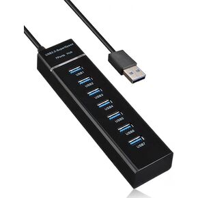 USB 3.0 Hub, 7-Port USB Data Hub Splitter for Laptop, PC, MacBook, Mac Pro, Mac Mini, More USB Devices-4FT(1x 3.0 Port+6X 2.0 Ports)