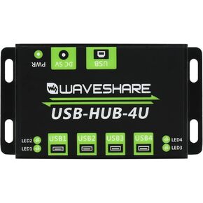 waveshare Industrial Grade USB HUB Extending 4X USB 2.0 Ports Suitable for Industrial/Office Environments with Higher Level Device Requirements Without Power Supply