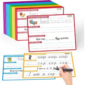 CVC Word Games Sentence Building for Kids, Handwriting Practice Writing to Learn Tracing Sight Words Phonics Flash Cards, Pre k Preschool Kindergarten Homeschool Learning Activities