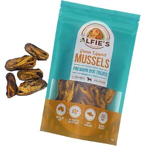 ALFIE'S TREATOS نيوزيلندا بلح البحر الأخضر ذو الشفاه الصحية للكلاب، مكافآت التدريب وأغطية الطعام 2.7 أونصة | صناعة استرالية | خالي من المواد الحافظة | خالية من الحبوب