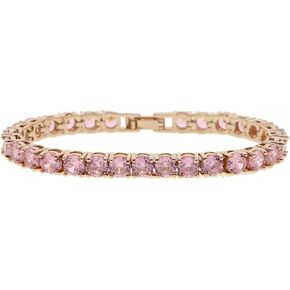 14K Rose Gold Tennis Bracelet, Lustrous Pink Moissanite with 5mm Four-Claw Hook Stone, Best Gift for Loved Ones