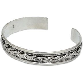 NOVICA Artisan Handmade .925 Sterling Silver Cuff Bracelet from Thailand 'Meandering River'