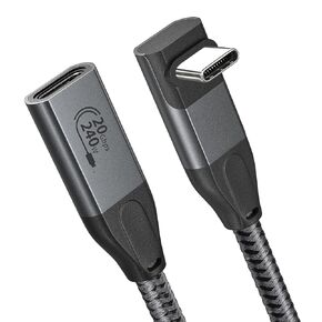 XAOSUN 90 Degree USB C Extension Cable 1.64FT, USB C 3.2 Extender with 240W Charging, Type C Extension Cable Support 20Gbps Transfer 4K Display for USB C Hub Dell XPS MacBook Magsafe Steam Deck Switch