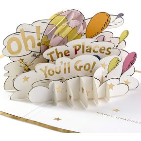 Hallmark Dr. Seuss Pop Up Graduation Card (Oh, the Places You'll Go!) for High School, Kindergarten, Middle School, College and College Graduates - Signature Paper Wonder