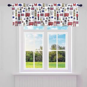England Big Ben Valance Curtains for Living Room Bedroom British Soldier London Telephone Booth Kitchen Curtains Valances Retro UK Rod Pocket Valance Curtain Window Treatment 1 Panel 52"x18" Blue Red