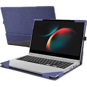 حافظة كمبيوتر محمول لهاتف Samsung Galaxy Book3 Pro 360 Book3 Ultra حافظة جلدية مبطنة للكمبيوتر المحمول مقاس 14 بوصة (أزرق داكن)