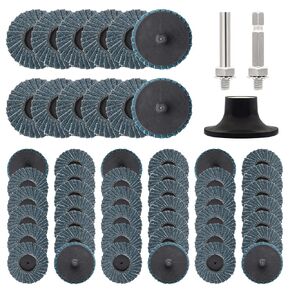 48 Pcs 2 Inch 40 Grit Sanding Discs with Disc Pad Holder, Roll Lock Flap Sanding Disc for Polish Burr Finish Rust Paint Removal