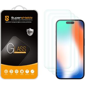 Supershieldz (3 Pack) Designed for iPhone 15 Pro (6.1 inch) Tempered Glass Screen Protector, Anti Scratch, Bubble Free