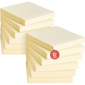 1InTheOffice Sticky Notes 3x3, Yellow Sticky Notes, Self-Stick Note Pads, 100 Sheets/Pack, 12 Pack