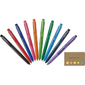 Signo RT1 Retractable Gel Ink Pen, Micro Point 0.38mm, Rubber Grip, 10 Color Ink, Sticky notes Value Set