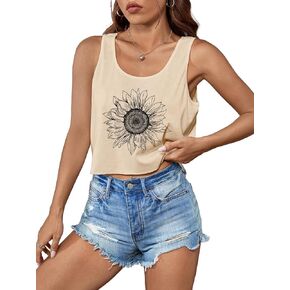 Women's Crop Top Sunflower Graphic Cropped T-Shirts Cute Crop Tops for Teen Girls in Saudi Arabia