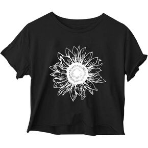 Women's Crop Top Sunflower Graphic Cropped T-Shirts Cute Crop Tops for Teen Girls
