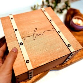 Wedding Keepsake Box With Lids Engagment Gifts for Couples Wood Storage Memory Box Bridal Shower Gifts Marriage Christmas Newlywed Gift Anniversary Friendship Birthday Mom Gifts for Women (A)