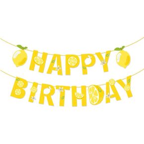 Lemon Happy Birthday Banner,Lemonade Birthday Banner,Soda Banner for Summer Cool Party,Decorations,Boys,Girls,Kids,Office,Home,Classroom,Bedroom