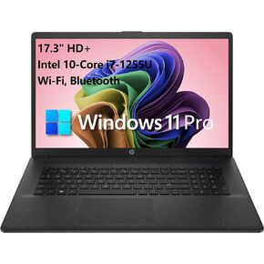 HP 17 17.3" HD+ Business Laptop Computer, 12th Gen Intel 10-Core i7-1255U up to 4.7GHz, 16GB DDR4 RAM, 1TB PCIe SSD, 802.11AC WiFi, Bluetooth 5.0, Jet Black, Windows 11 Pro, Tichang