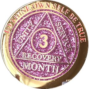 RecoveryChip لمدة 3 أشهر AA Medallion Reflex شريحة وردية لامعة مطلية بالذهب والفضة لمدة 90 يومًا