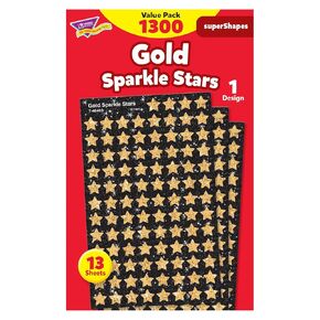 Gold Sparkle Stars superShapes Value Pack by TREND Enterprises, Inc., 1300 ct., Incentive Chart Size