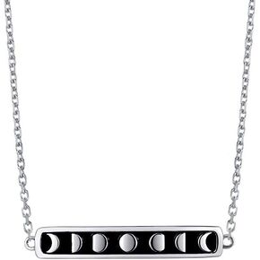 Angol Moon Phase Necklace Sterling Silver, S925 Silver Vintage Adjustable Moon Necklace for Women Girls, Hypoallergenic Moon Charm Jewelry with Gift Box Card