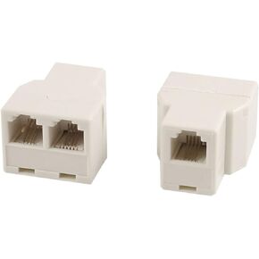 uxcell 2 Pcs RJ11 6P4C 1 to 2 Female Telephone Line Splitter Connector, 2 Way Phone Jack Splitter Expansion Adapter Converter for Telephone Landline Cable Fax Machine Separator
