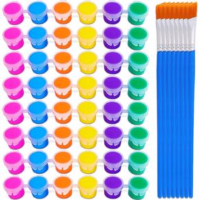 Acrylic Paint Set,48 Paint Pots in 6 Colors,Set of 8 Washable Paint Sets,Acrylic Paint Strips with 8 Pcs Paintbrushes,Craft Paint Sets for Kids & Adults,Camps,Schools and Clubs
