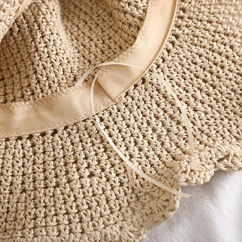 Summer Beach Sun Straw Hats for Women Wide Brim Packable Travel Bucket Hats UPF 50+ in Kuwait