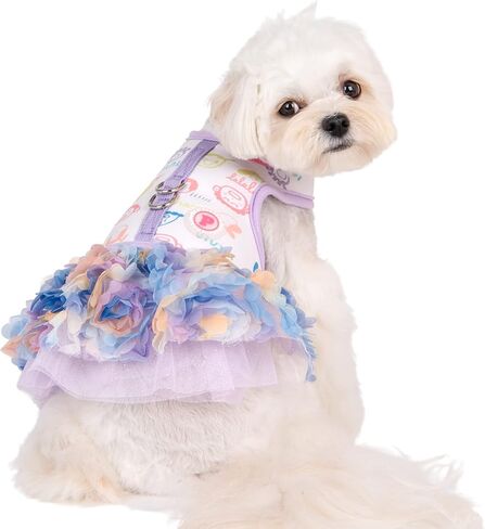 Pinkaholic New York Berthe Dress Dog Harness لا خنق ولا سحب للتدريب على المشي للكلاب الصغيرة - بنفسجي - L in Kuwait