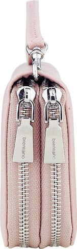 B BRENTANO Vegan Double-Zipper Wallet Clutch with Removable Wrist Strap (Beige PL) in Saudi Arabia