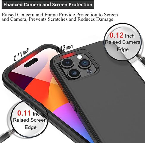 Compatible with iPhone 15 Pro Case, with Belt Clip Holster Heavy Duty Rugged Shockproof Full Body Protection Kickstand Cover for iPhone 15 Pro 6.1 inch Phone (Black) in Saudi Arabia