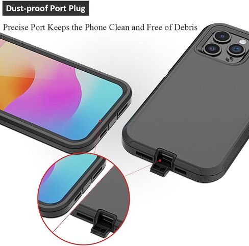 Compatible with iPhone 15 Pro Case, with Belt Clip Holster Heavy Duty Rugged Shockproof Full Body Protection Kickstand Cover for iPhone 15 Pro 6.1 inch Phone (Black) in Saudi Arabia